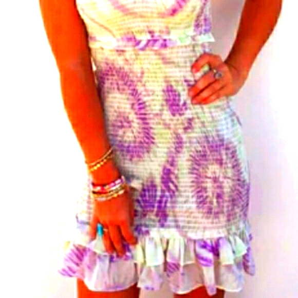 Lavender tie dye smocked mini - Picture 5 of 6